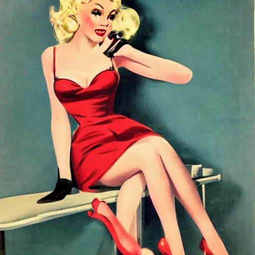 Image similar to blonde girl pin-up poster vintage