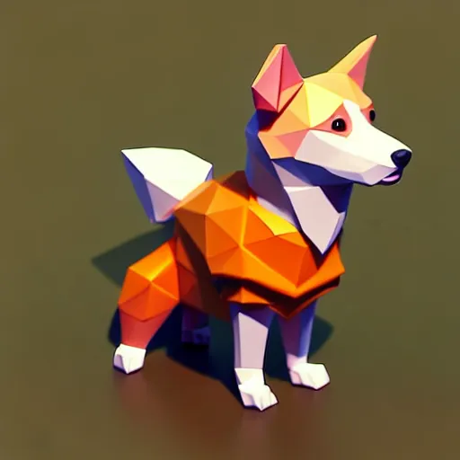 Image similar to Isometric 3D Fantasy Cute Dog, LLow-poly model and handpaint texture