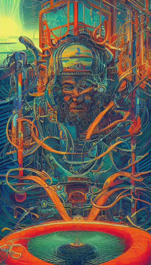 Image similar to The oracle of ancient wisdom, italian futurism, Dan Mumford, Josan Gonzalez