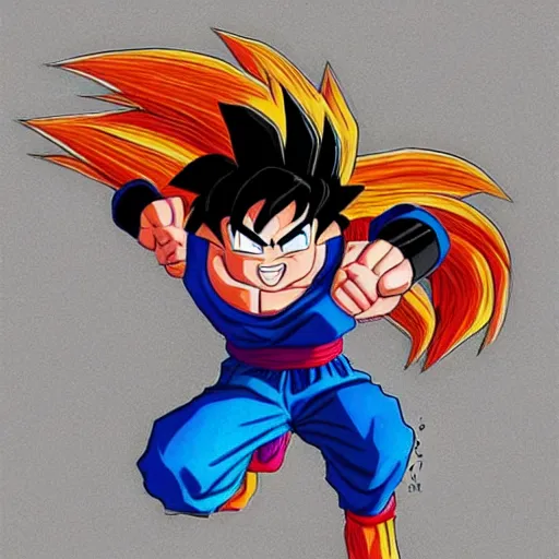 Prompt: of son goku drawn by pixar, detailed