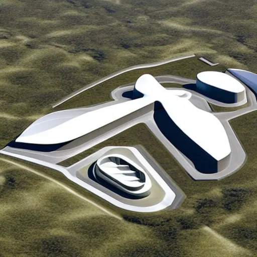 Image similar to a military base designed by zaha hadid