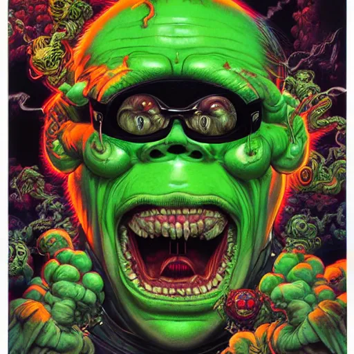 Prompt: portrait of crazy slimer, symmetrical, by yoichi hatakenaka, masamune shirow, josan gonzales and dan mumford, ayami kojima, takato yamamoto, barclay shaw, karol bak, chuck close