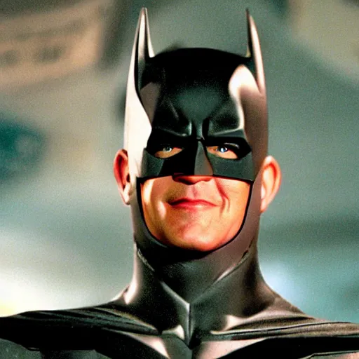 Prompt: tom hanks as batman in batman forever movie