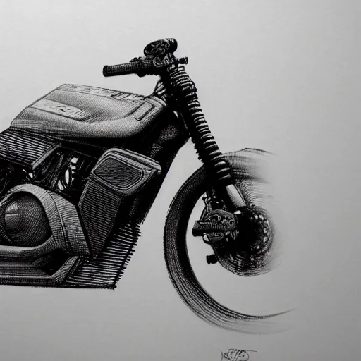 Image similar to drawing of strange concept motorcycle by Japanese engineers, blade runner style, 3d, photorealism