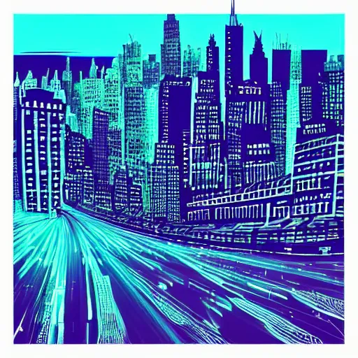 Image similar to “ new york city in the style of tron ”