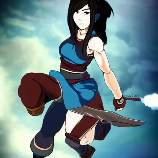 Prompt: high quality art of tifa lockhart dressed as korra, trending on artstartion