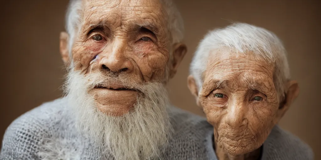 Prompt: the oldest person ever. majestic photograph 8 k resolution