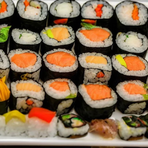 Image similar to Camera shot of sushi, 4k