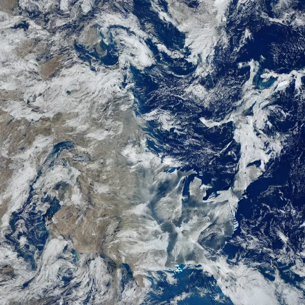 Prompt: a view of earth from space with a skeletal hand wrapped around it