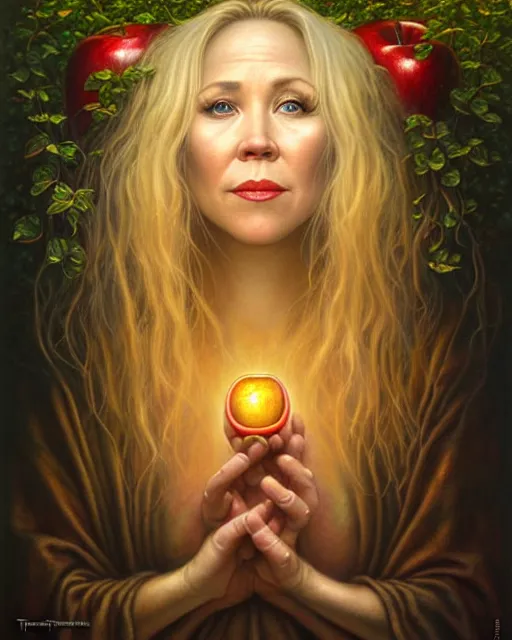 Image similar to detailed portrait of christina applegate apple!! gate!! by tomasz alen kopera and peter mohrbacher and johanna martine! and margaret keane! coherent luminescent