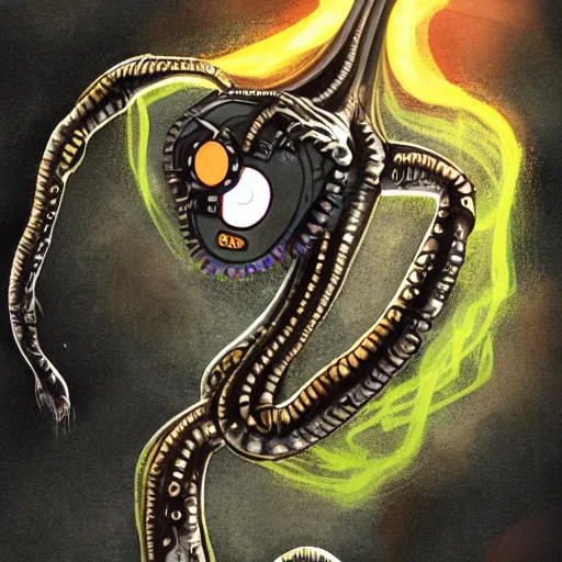 Image similar to GLaDOS as a lovecraftian God