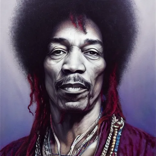 Image similar to UHD tonalism painting of an elderly, old Jimmy Hendrix, by Antonio Caparo and Ferdinand Knab and Greg Rutkowski, UHD, photorealistic, trending on artstation, trending on deviantart