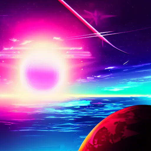 Image similar to window to space in a synthwave style, digital art