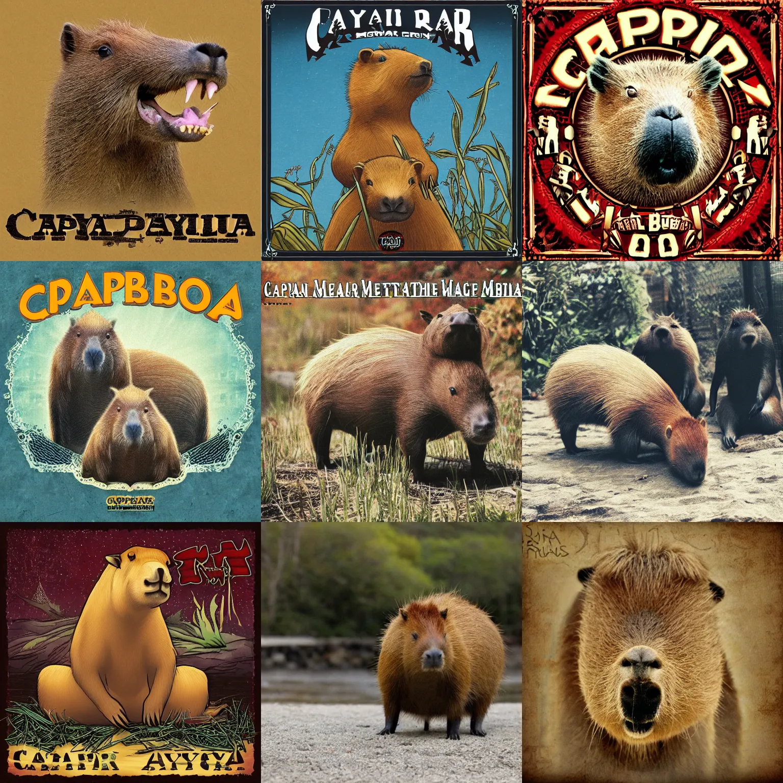 Prompt: Capybara metal album