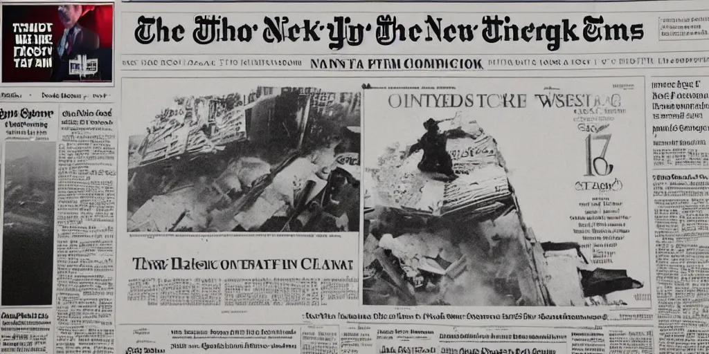 Prompt: newspaper cover of The New York Times on September 11 2001