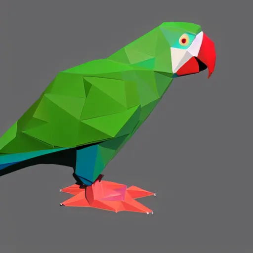 Image similar to a low - poly model of a parrot,