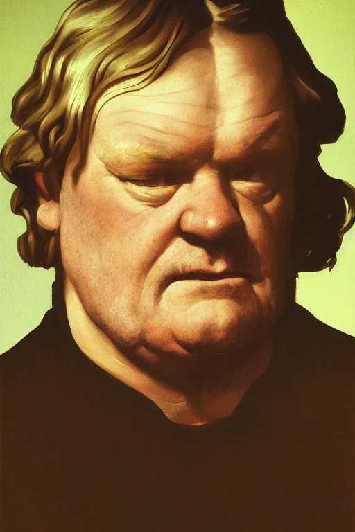 Image similar to portrait of brendan gleeson, digital painting by maxfield parrish and caravaggio, photorealistic