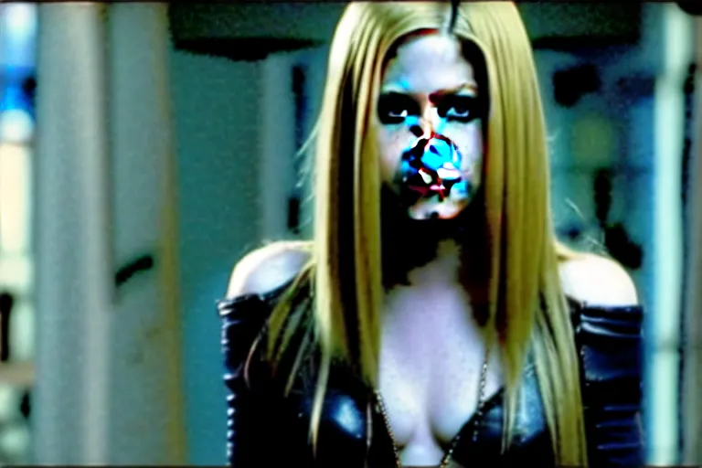 Image similar to a film still of Avril Lavigne in catwoman, high quality