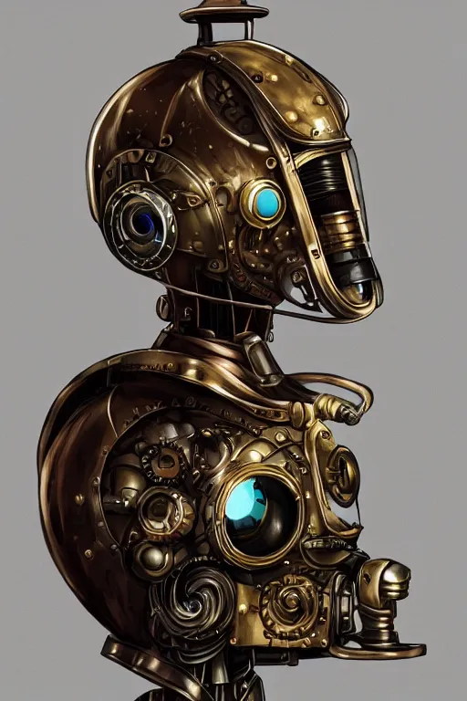 Image similar to steampunk helmet fantasy art mask robot ninja stylized digital illustration sharp focus, elegant intricate digital painting artstation concept art global illumination ray tracing advanced technology chaykin howard and campionpascale and cooke darwyn and davis jack