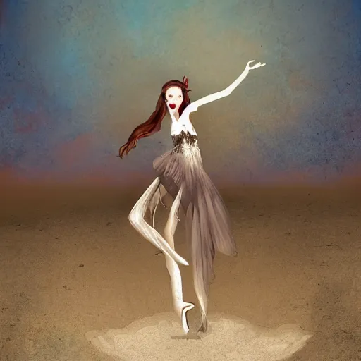 Image similar to burning man ballerina, digital art, post apocalyptic, fantasy