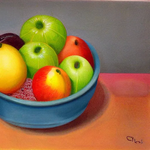 Prompt: bowl of fruit, detailed
