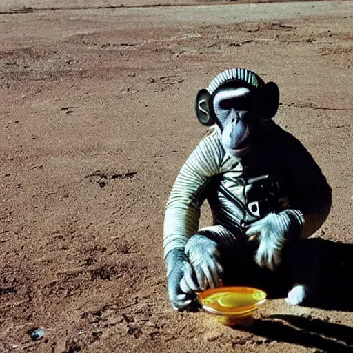 Image similar to a monkey wearing a space suit