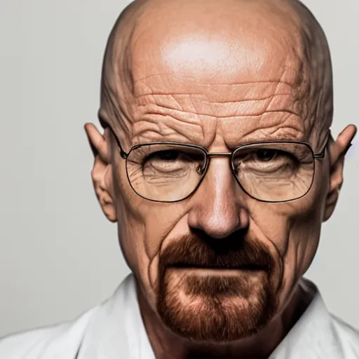 Prompt: Portrait photo of walter white, color, studio lighting