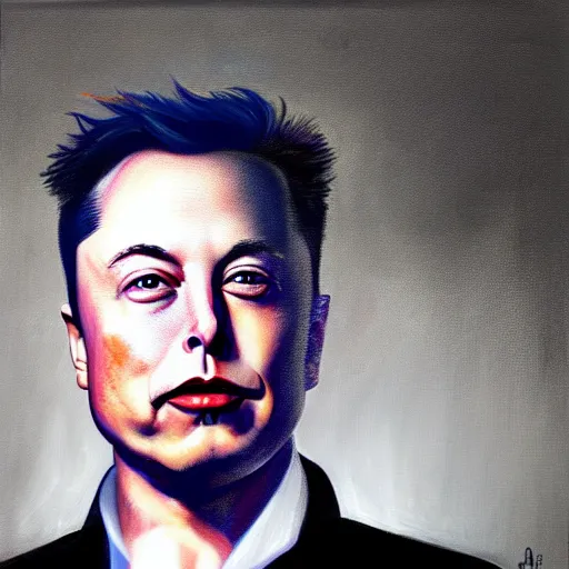 Image similar to Surrealist Portrait painting of Elon Musk, futuristic