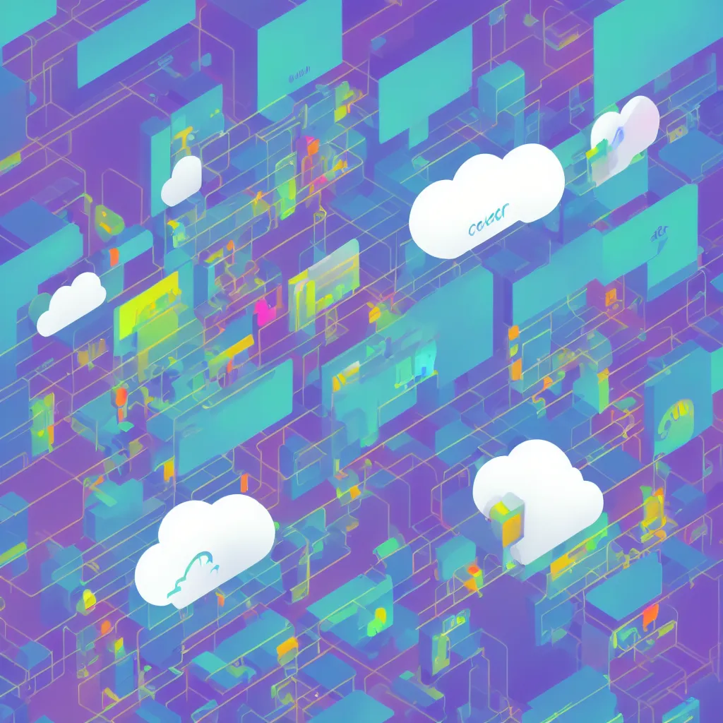 Prompt: a simple micro-service deployed to a datacenter, cloud, security, attack vector, trending on Artstation, painting by Jules Julien, Leslie David and Lisa Frank, muted colors with minimalism