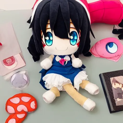 Prompt: cute fumo plush of a girl who tries her best, anime girl