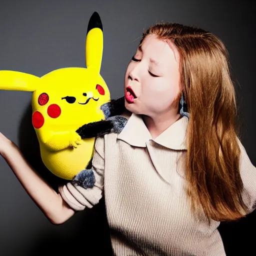 Image similar to sneezing model cute detective sneezing sick pikachu sneezing at a model photoshoot studio lighting by annie leibovitz