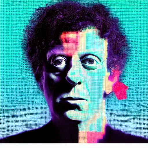 Prompt: vaporwave portrait of philip glass