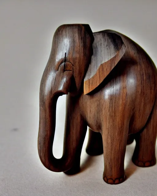 Prompt: wooden carving statue of an elephant, product picture, ebay listing thumbnail