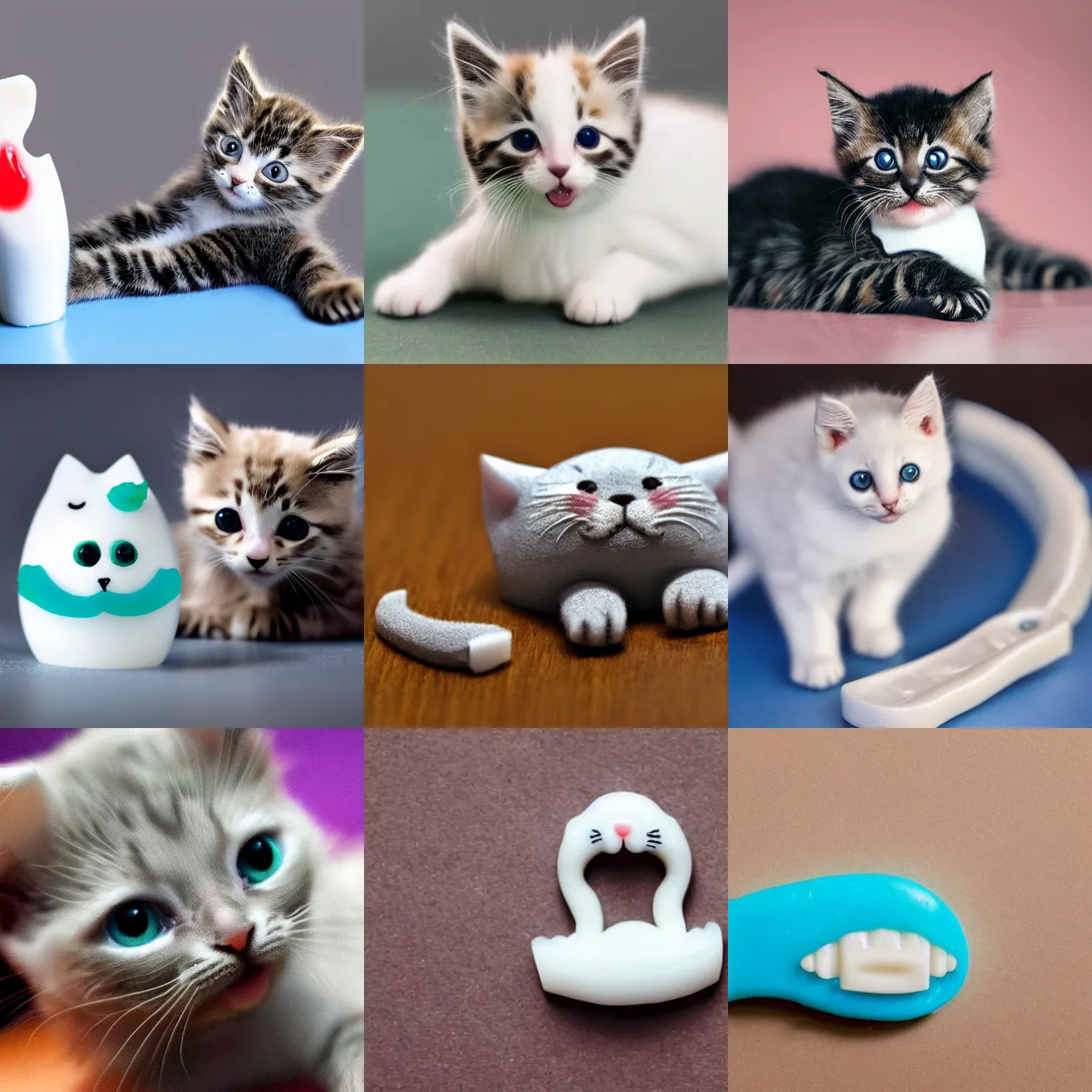 Prompt: a toothpaste in the shape of a kitten, kitten made out of toothpaste