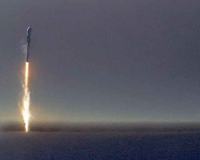 Image similar to still of a SpaceX launch in The Day After Tomorrow (2004), extreme fog, blizzard