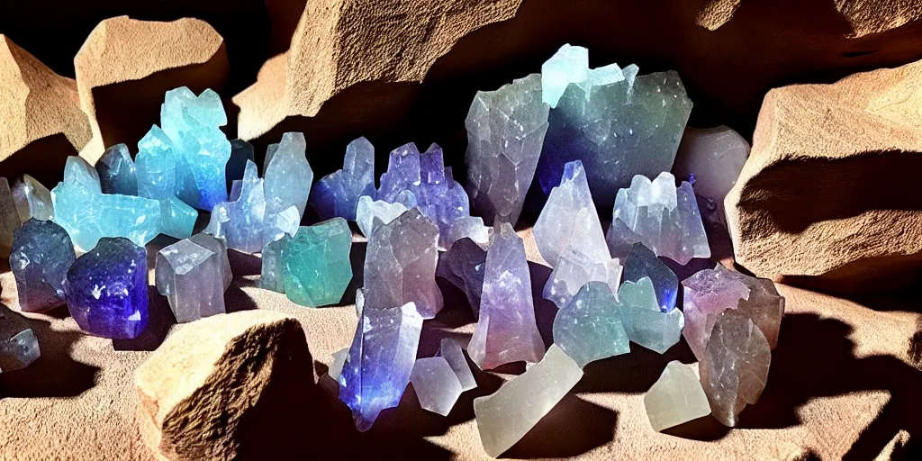 Image similar to mystical mysterious cave crystals