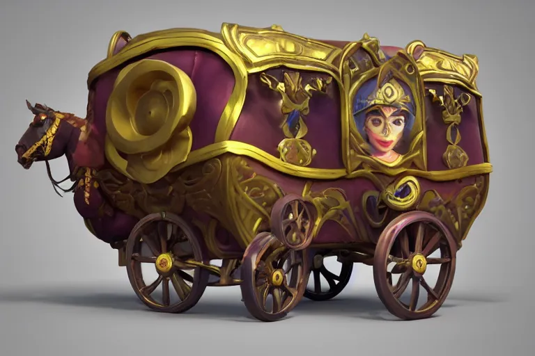 Image similar to 3d sculpt of a gypsy circus wagon, artstaton, League of Legends, digital illustration