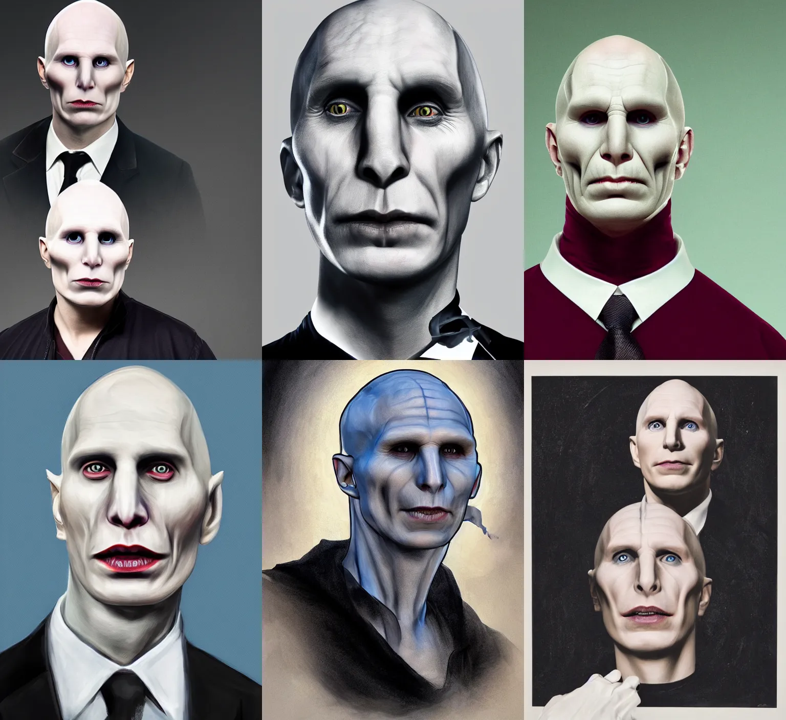 Prompt: portrait of voldemort mixed with elon musk