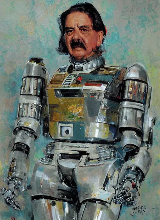 Image similar to portrait of general augusto pinochet as a robot by john berkey