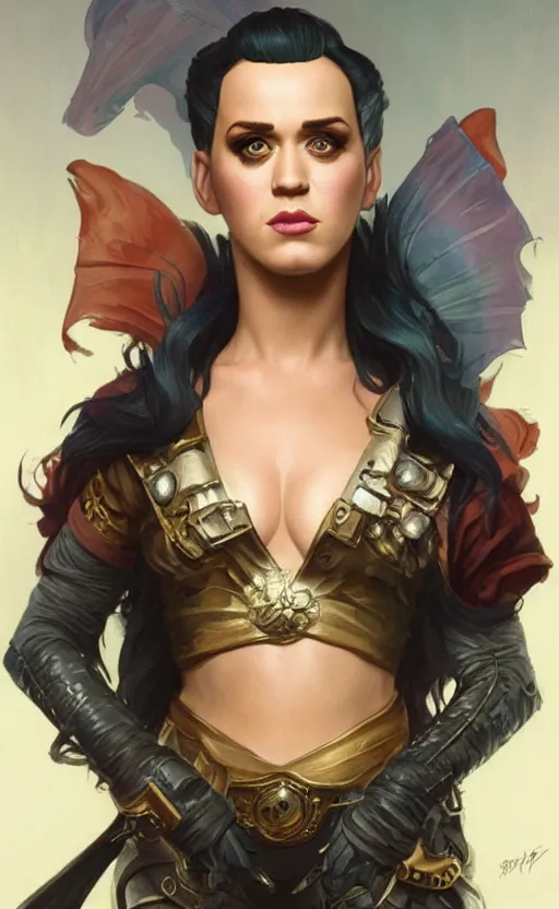 Image similar to katy perry as a rogue, d & d, fantasy, highly detailed, digital painting, artstation, concept art, matte, sharp focus, illustration, art by greg rutkowski and alphonse mucha