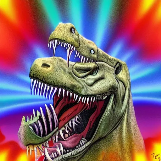 Prompt: a detailed digital art painting of a trex dinosaur smiling fighter jet plane