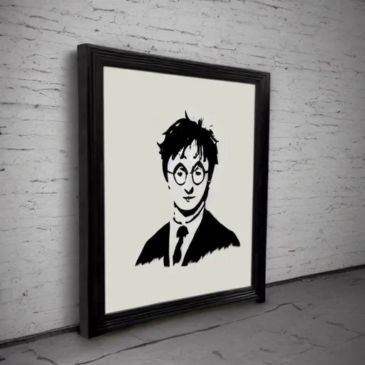 Image similar to individual harry potter silk screen portrait banksy style