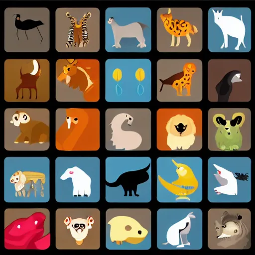 Prompt: web browser icon set with animals