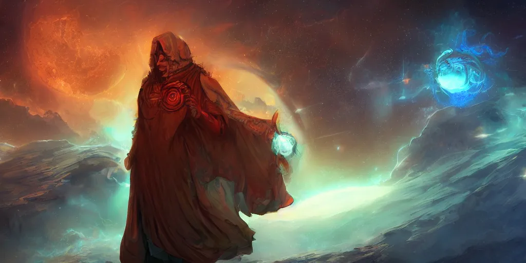 Image similar to space mage, fantasy apocalypse, digital art, 4 k