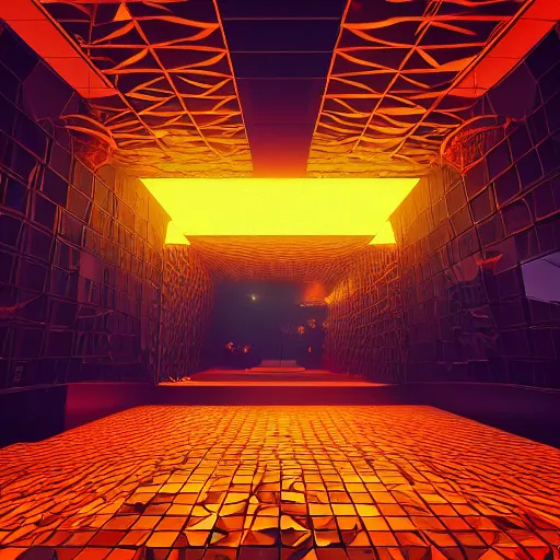 Image similar to Nonagon Infinity, Unreal engine 5, raytracing, motion blur