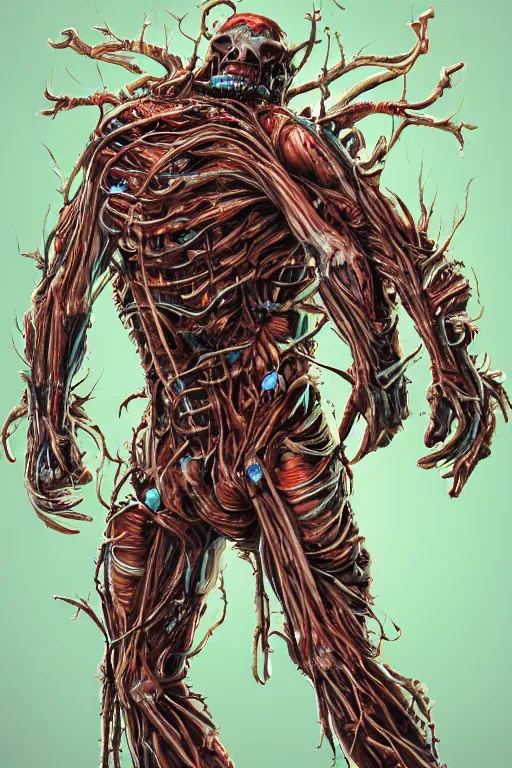 Prompt: Dave Lee Roth in a biopunk costume consisting of swollen muscles, tendons, bones joints, protruding pistons. masterpiece 4k digital illustration by Scott M. Fischer, award winning, Artstation, Akira aesthetic, black background, intricate details, realistic, Hyperdetailed, 8k resolution