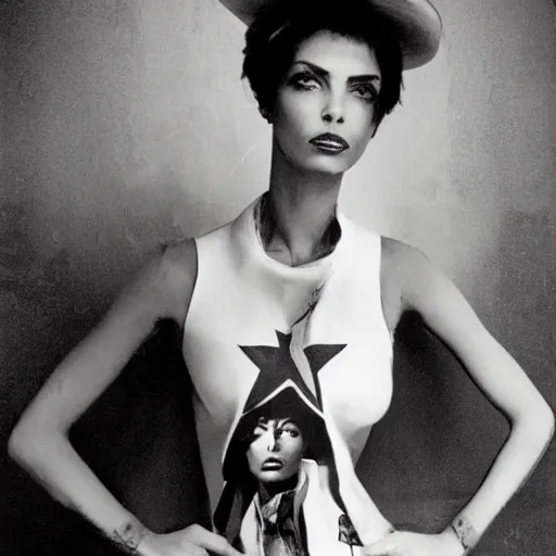 Image similar to A Puerto Rican woman wearing Half Life inspired fashion, by Richard Avedon