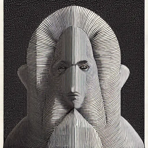 Image similar to grain effect conceptual figurative post - morden monumental portrait made by escher and piranesi, highly conceptual figurative art, intricate detailed illustration, illustration sharp geometrical detail, vector sharp graphic, controversial poster art, polish poster art