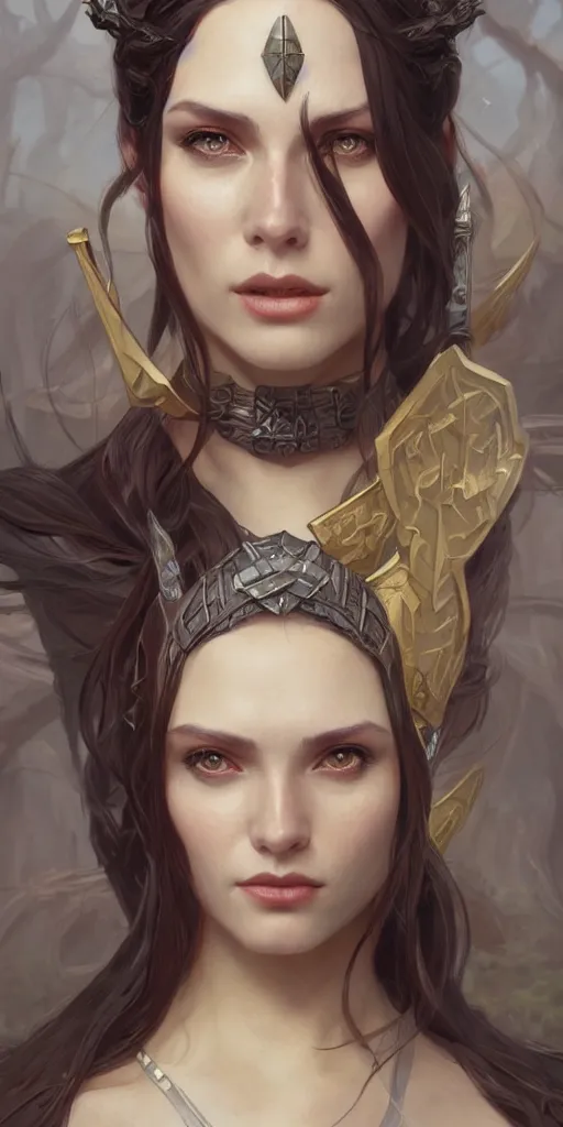 Image similar to a portrait of Norse queen, highly detailed, digital painting, artstation, concept art, sharp focus, illustration, art by artgerm and greg rutkowski and alphonse mucha