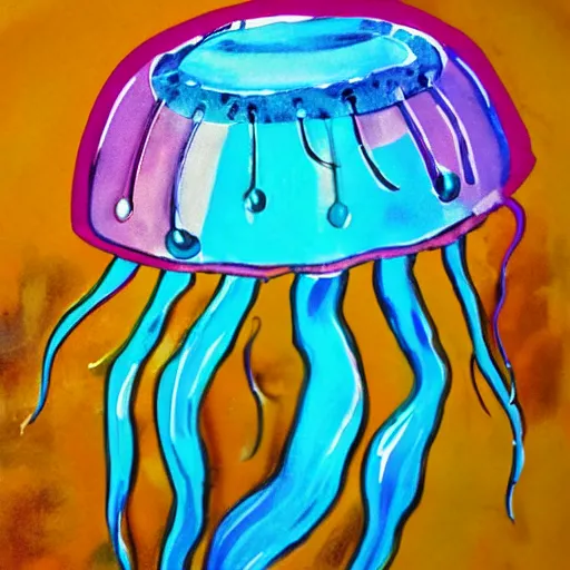 Prompt: a fancy jellyfish ring, pop art